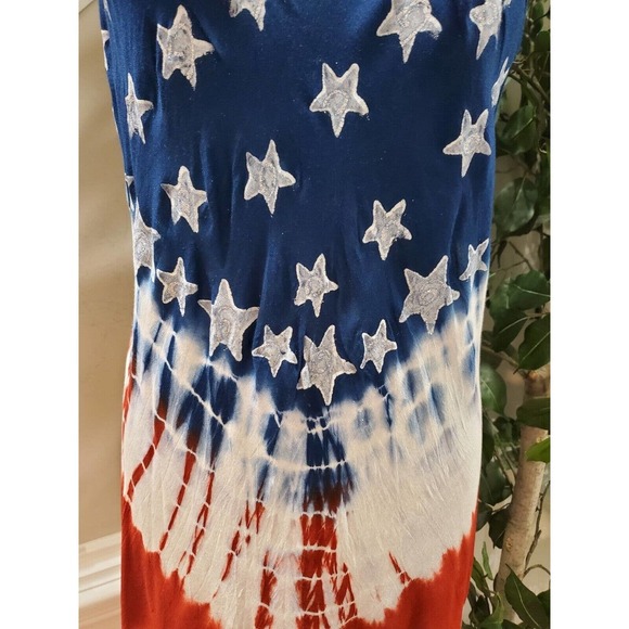 7 Islands American Flag Multicolor Rayon Round Neck Knee Length Dress 2X - Picture 3 of 10